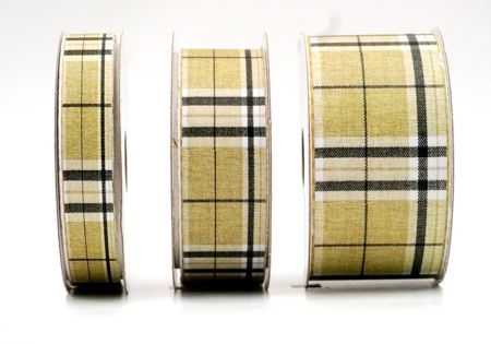 Elegant Matcha Green & Black Plaid Ribbon_AI
